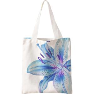 image:imageFloerns Womens Floral Travel Shopping Shoulder Bag Summer Beach Canvas Tote BagsBlue