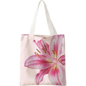 image:imageFloerns Womens Floral Travel Shopping Shoulder Bag Summer Beach Canvas Tote BagsLight Pink