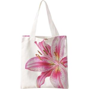 image:imageFloerns Womens Floral Travel Shopping Shoulder Bag Summer Beach Canvas Tote BagsWhite