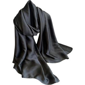 image:imageFloerns Womens Long Satin Scarf Lightweight Wraps Headscarf Trendy Summer ShawlBlack