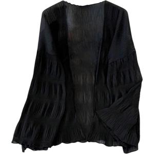 image:imageFloerns Womens Long Sleeve Lightweight Cardigan Textured Cover Up See Through OuterwearBlack