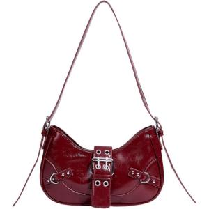 image:imageFloerns Womens Shoulder Bag Y2K Punk Clutch Mini Hobo Crossbody Handbag Vegan Leather Underarm PurseBurgundy