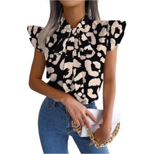 image:imageFloerns Womens Sleeveless Bow Tie Striped Summer Chiffon Blouse TopMulti