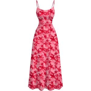 image:imageFloerns Womens Summer Floral Boho Maxi Dress Spaghetti Strap Vacation Backless Cami DressesPink Multi