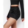 image:imageFloerns Girls Club Sequin Shorts Elastic Waist Party Sparkly Straight Leg ShortsBlack
