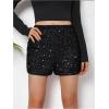 image:imageFloerns Girls Club Sequin Shorts Elastic Waist Party Sparkly Straight Leg ShortsBlack
