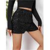image:imageFloerns Girls Club Sequin Shorts Elastic Waist Party Sparkly Straight Leg ShortsBlack