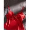 image:imageFloerns Womens 2 Piece Pajama Set Satin Bow V Neck Cami Tops and Heart Print Shorts SetRed and White