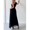 image:imageFloerns Womens Asymmetrical Neck Cocktail Dress Sleeveless Mesh Formal Wedding Guest Bodycon DressesBlack