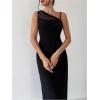 image:imageFloerns Womens Asymmetrical Neck Cocktail Dress Sleeveless Mesh Formal Wedding Guest Bodycon DressesBlack