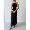 image:imageFloerns Womens Asymmetrical Neck Cocktail Dress Sleeveless Mesh Formal Wedding Guest Bodycon DressesBlack