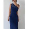 image:imageFloerns Womens Asymmetrical Neck Cocktail Dress Sleeveless Mesh Formal Wedding Guest Bodycon DressesDark Blue