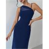 image:imageFloerns Womens Asymmetrical Neck Cocktail Dress Sleeveless Mesh Formal Wedding Guest Bodycon DressesDark Blue