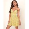 image:imageFloerns Womens Boho Floral Print Twist Front Cami A Line Mini DressYellow