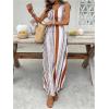 image:imageFloerns Womens Boho Striped Tank Maxi Dress Sleeveless Scoop Neck Summer Vacation Long DressesBrown Striped