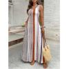 image:imageFloerns Womens Boho Striped Tank Maxi Dress Sleeveless Scoop Neck Summer Vacation Long DressesBrown Striped