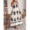 image:imageFloerns Womens Boho Tribal Halter Dress Sleeveless Backless A Line Long DressesBeige Multi