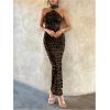 image:imageFloerns Womens Cheetah Halter Dress Sleeveless Leopard Bodycon Night Out Maxi DressesKhaki
