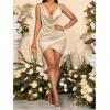 image:imageFloerns Womens Cocktail Satin Mini Dress HOCO Draped Backless Ruched Elegant Short DressesApricot