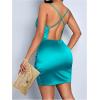 image:imageFloerns Womens Cocktail Satin Mini Dress HOCO Draped Backless Ruched Elegant Short DressesBlue