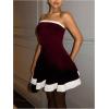 image:imageFloerns Womens Contrast Binding Tube Tops Dress Pleated Tiered Party A Line DressesBurgundy