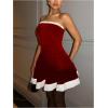 image:imageFloerns Womens Contrast Binding Tube Tops Dress Pleated Tiered Party A Line DressesRed