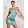 image:imageFloerns Womens Cut Out Back Strapless Satin Tube Bodycon Mini DressArmy Green