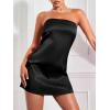 image:imageFloerns Womens Cut Out Back Strapless Satin Tube Bodycon Mini DressBlack