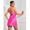 image:imageFloerns Womens Cut Out Back Strapless Satin Tube Bodycon Mini DressPink