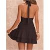 image:imageFloerns Womens Deep V Neck Ruched A Line Halter Mini Dresses Tie Front Asymmetrical Layered Club Party DressesCoffee Brown