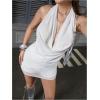 image:imageFloerns Womens Draped Deep V Neck Halter Dress Sleeveless Night Club Bodycon Mini DressesWhite