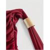 image:imageFloerns Womens Elegant Off The Shoulder Midi Dress Metal Sleeveless Ruched Slim Fit Bodycon Party DressesBurgundy