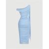 image:imageFloerns Womens Elegant Off The Shoulder Midi Dress Metal Sleeveless Ruched Slim Fit Bodycon Party DressesPale Blue