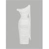 image:imageFloerns Womens Elegant Off The Shoulder Midi Dress Metal Sleeveless Ruched Slim Fit Bodycon Party DressesWhite