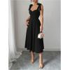 image:imageFloerns Womens Elegant Wedding Guest Dresses Bow Flare Ruffle Cocktail Party Summer Midi DressBlack