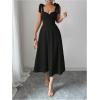 image:imageFloerns Womens Elegant Wedding Guest Dresses Bow Flare Ruffle Cocktail Party Summer Midi DressBlack