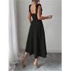 image:imageFloerns Womens Elegant Wedding Guest Dresses Bow Flare Ruffle Cocktail Party Summer Midi DressBlack
