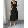 image:imageFloerns Womens Elegant Wedding Guest Dresses Bow Flare Ruffle Cocktail Party Summer Midi DressBlack