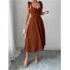 image:imageFloerns Womens Elegant Wedding Guest Dresses Bow Flare Ruffle Cocktail Party Summer Midi DressCoffee Brown