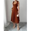 image:imageFloerns Womens Elegant Wedding Guest Dresses Bow Flare Ruffle Cocktail Party Summer Midi DressCoffee Brown