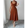 image:imageFloerns Womens Elegant Wedding Guest Dresses Bow Flare Ruffle Cocktail Party Summer Midi DressCoffee Brown