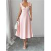 image:imageFloerns Womens Elegant Wedding Guest Dresses Bow Flare Ruffle Cocktail Party Summer Midi DressPink