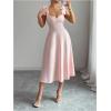 image:imageFloerns Womens Elegant Wedding Guest Dresses Bow Flare Ruffle Cocktail Party Summer Midi DressPink