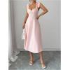 image:imageFloerns Womens Elegant Wedding Guest Dresses Bow Flare Ruffle Cocktail Party Summer Midi DressPink