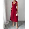 image:imageFloerns Womens Elegant Wedding Guest Dresses Bow Flare Ruffle Cocktail Party Summer Midi DressRed
