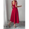 image:imageFloerns Womens Elegant Wedding Guest Dresses Bow Flare Ruffle Cocktail Party Summer Midi DressRed