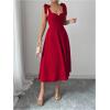 image:imageFloerns Womens Elegant Wedding Guest Dresses Bow Flare Ruffle Cocktail Party Summer Midi DressRed