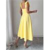 image:imageFloerns Womens Elegant Wedding Guest Dresses Bow Flare Ruffle Cocktail Party Summer Midi DressYellow