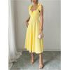 image:imageFloerns Womens Elegant Wedding Guest Dresses Bow Flare Ruffle Cocktail Party Summer Midi DressYellow