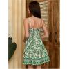 image:imageFloerns Womens Floral Boho Mini Dress Spaghetti Strap Vintage Tiered Ruffle Summer Beach Vacation Short DressesArmy Green Tropical